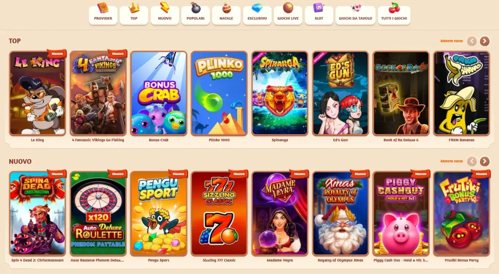 Giochi disponibili su Billybets Casino 